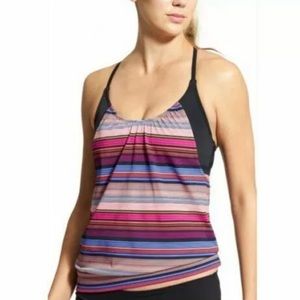 Athleta Capri Stripe Blousy Tankini Top Swimsuit NWT 34B/C